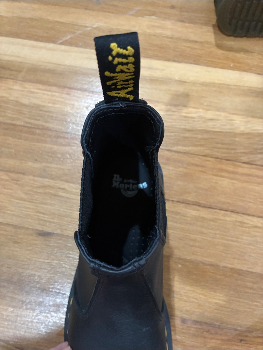 Doc Marten Classic Black Chelsea Boots with Yellow Stitching - Picture 3 of 4